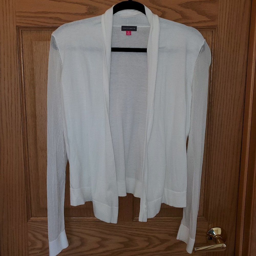 Vince Camuto White Open Front Cardigan, Size M